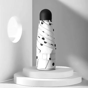 Nouveau design, vente en gros, parapluie mini capsule anti-UV rond, ultra-petit, moderne, manuel, pour femme, pliable en 5 sections - Product Image 1