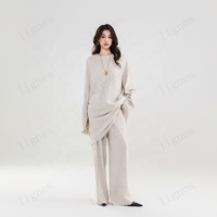 Ensemble haut et pantalon pour femmes musulmanes en tissu de lin naturel personnalisé, chemise à manches à franges vintage, pantalon assorti pour femmes musulmanes