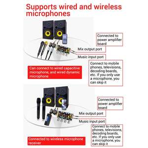وحدة مكبر صوت كاريوكي مع ميكروفون، مدخل تيار مستمر 8-26 فولت، مع صدى ثلاثي الأبعاد وتأثيرات صوتية - Product Image 5