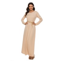 Dernier Modèle 2024 Abaya Dubaï Turquie Couleur Unie Simple Caftan Modeste Vêtement Islamique Robes Musulmanes pour Femmes