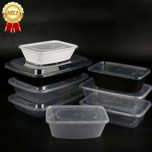Fiambrera de plástico desechable para comida, contenedores rectangulares para llevar comida, color negro - Product Image 1