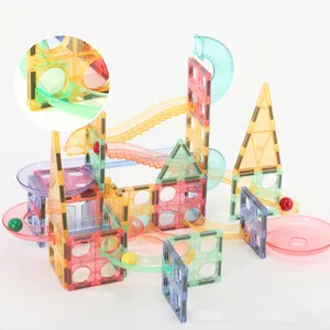 Tube Pipe Magnetic Marble Run Ball Toys ABS Plastic Light Color Stem Kids Educational Magnet Toys 3D Building Blocks
