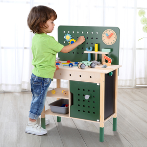 Banc de travail en <span class=keywords><strong>bois</strong></span> pour enfants, table de réparation pour console, clé à vis pivotante pour bébé, jeu de simulation - Product Image 5