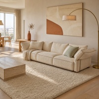 Canapé modulaire en tissu crème, canapé sectionnel droit moderne, taille personnalisée, housse amovible et lavable, sièges pour salon