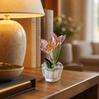 Figurine de fleur de tulipe en cristal, ornement en verre de cristal, décoration d'intérieur, cadeau de mariage pour elle, décoration de bureau à facettes WDY-0504