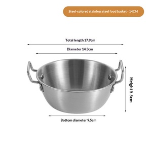 Bol à collation, bol à vin de riz, saladier, bol à sauce pour fondue, <span class=keywords><strong>panier</strong></span> à frites et à fruits, petit bol à friture en acier inoxydable 304 à double poignée - Product Image 6