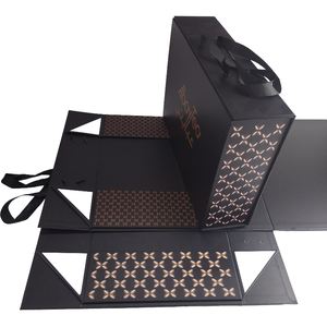 ความจุขนาดใหญ่ทําด้วยมือ<span class=keywords><strong>แบบ</strong></span>กําหนดเองพับกล่องปิดด้วยแม่เหล็กพร้อมเข็มขัดริบบิ้นสําหรับผลิตภัณฑ์สําหรับผู้ชาย - Product Image 4