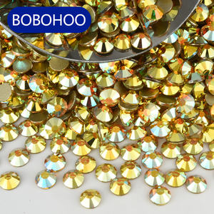 BOBOHOO toptan altın alt olmayan düzeltme cam Flatback Rhinestones Sunshine Nail Art Rhinestones cam kristal çivi için - Product Image 1