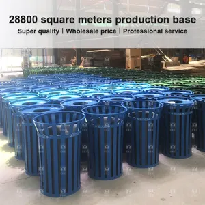 Factory Wholesale 38 Gallon Outdoor Litter Bin Park Metal Dustbin Street Commercial Metal Trash Cans For Outside