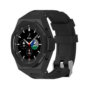 Kit de Modification de mode pour Samsung <span class=keywords><strong>Galaxy</strong></span> <span class=keywords><strong>Watch4</strong></span> montre intelligente classique boîtier en acier inoxydable bande <span class=keywords><strong>46mm</strong></span> cadre de lunette bracelet en caoutchouc - Product Image 1