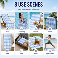 Extra Large Tropical Striped Microfiber Beach Towel-Super Soft Thick Terry