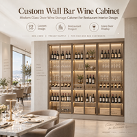 Armoire à vin murale personnalisée Minghou, armoire à vin moderne avec porte en verre pour la décoration intérieure des restaurants