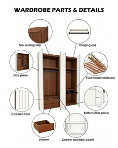 <span class=keywords><strong>Armadio</strong></span> Moderno Personalizzato per Camera da Letto con 3 Ante Scorrevoli a Specchio, Organizzazione e Stoccaggio per Camera da Letto - Product Image 6