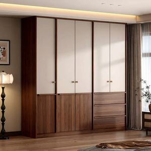 Armoire de chambre à coucher <span class=keywords><strong>en</strong></span> <span class=keywords><strong>bois</strong></span> massif de style rétro de luxe avec coiffeuse intégrée pour appartement et hôtel - Product Image 3