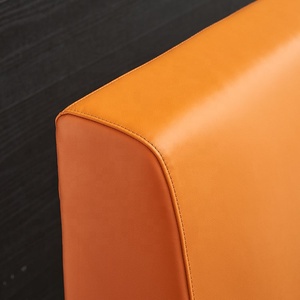 Juego de Cama de Diseño Moderno con Base Ajustable, Madera de Roble Sólido, Color Naranja, Tamaño King, Cuero Ecológico para el Hogar - Product Image 3