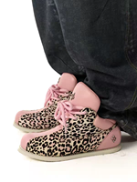 Bottes basses LE LOSANGE Platform Mohawk Powder Leopard Print Black Tiger Stripe à semelle fine, avec couture Goodyear, style streetwear original