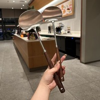 Spatule à champignons en acier inoxydable à manche en noyer, anti-brûlure, de qualité alimentaire, très vendue