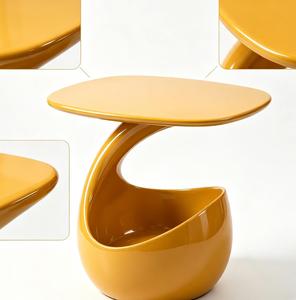 Mesa Auxiliar Multifuncional 2 en 1 con Cama para Gatos, Mesa Lateral Moderna con Acabado Brillante y Cueva Oculta para Gatos, Mesita de Noche Decorativa con Almacenamiento - Product Image 1