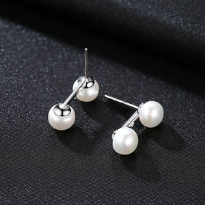 PAG & MAG ต่างหูมุกน้ำจืดคู่ขนาด7มม. น่ารักแบบเรียบง่ายพร้อมต่างหู S925สีเงินและคริสตัล CZ สำหรับเป็นของขวัญสำหรับสาวๆ - Product Image 6
