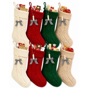 Embroidery Custom Santa Sock <b>Large</b> Size Knit <b>Christmas</b> <b>Stockings</b> for Family Holiday Party Decor Xmas Holiday <b>Christmas</b> <b>Stocking</b> - Product Image 1