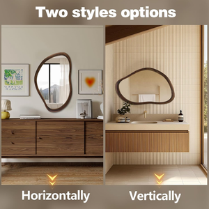 Treo Tường Không Đối Xứng Gỗ Óc Chó Khung Phòng Tắm Gương Mộc Mạc Trang Trại Trang Trí Nội Thất Gương Cho Phòng Ngủ Phòng Khách Lối - Product Image 4