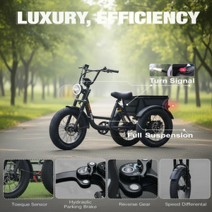 Vélo électrique à trois roues pour seniors, avec batterie au lithium 20Ah, moteur arrière 750W, pneus larges 48V, tricycle électrique <span class=keywords><strong>cargo</strong></span> - Product Image 4