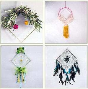 Anneaux en métal <span class=keywords><strong>attrape</strong></span>-rêves dorés, anneaux en métal <span class=keywords><strong>attrape</strong></span>-rêves carrés et triangulaires, anneaux en macramé pour l'artisanat - Product Image 6