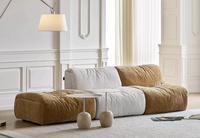Canapé modulaire rétro en tissu NoNo couleur crème, une place, en bois, pour petits espaces, minimaliste, en chenille, pour salon