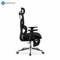 Chaise de bureau ergonomique à dossier haut en maille avec support lombaire et appui-tête, pivotante pour un confort tout au long de la journée