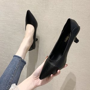 Zapatos de Tacón Alto de Cuero Suave para Mujer, Tacones Finos, Nuevos Zapatos de Trabajo Profesionales Versátiles con Punta Puntiaguda para Primavera y Verano - Product Image 3