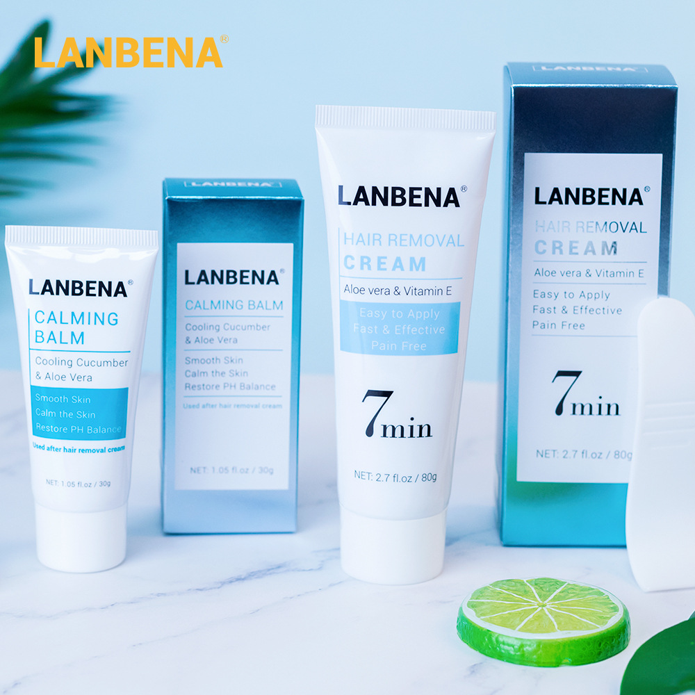 2020 lanbena безболезненный 80 г крем для удаления волос + набор успокаивающего бальзама