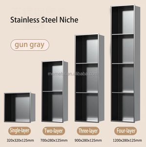 <span class=keywords><strong>Niche</strong></span> de <span class=keywords><strong>douche</strong></span> murale d'angle en acier inoxydable de style moderne personnalisée avec éclairage <span class=keywords><strong>LED</strong></span>, étagère encastrée écologique - Product Image 1