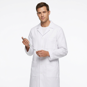 White Cotton Waterproof Lab Coat Long Sleeve Medical <b>Doctor</b> Nurse Uniform Button Front Unisex Workwear - Product Image 1