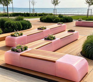 Banc décoratif de plaza, tabourets jardinières personnalisés en PRV pour zone paysagère de parc écologique - Product Image 6