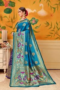 Saris en soie artificielle tendance pour occasions spéciales, mariages, lavables, vente en gros, ethniques - Product Image 2