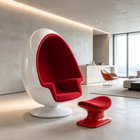 Fauteuil œuf moderne individuel en tissu et coque en fibre de verre pour salon, chambre, coin lecture, hôtel