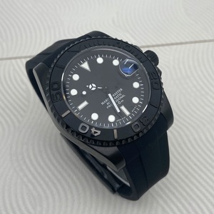 นาฬิกาข้อมือสแตนเลสสตีลสำหรับผู้ชายแบล็ค วอร์ริเออร์ หน้าปัดสีดำ สายยางสีดำ พร้อมกลไก NH35 - Product Image 2