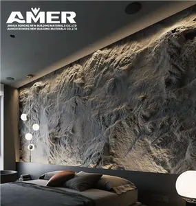 Amer 1200*600mm precio de fábrica tamaño tarde pu piedra paneles de pared PVC pu grano de madera roca piedra piel textura proceso de fabricación