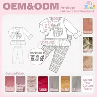 Ensemble de vêtements pour filles, style bohème, avec haut à volants et applique renard, leggings à fleurs, vêtements pour enfants, ensemble deux pièces, fabrication OEM personnalisée