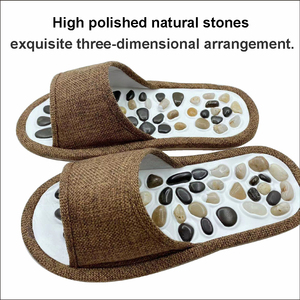 Zapatillas duraderas de piedras naturales de alto pulido pies acupuntura guijarros antideslizantes suelas de EVA para una buena salud - Product Image 2