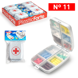 Portapillole PlasticForte con 12 Scomparti, Resistente e Riutilizzabile, Scatola Organizzativa da Viaggio, Colori Assortiti - Product Image 1