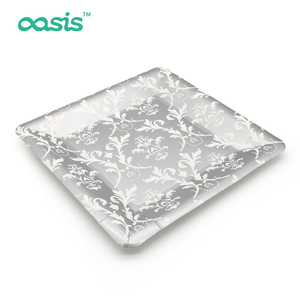 Assiettes en papier écologiques jetables carrées sur mesure Oasis Design torsadé coloré pour les fêtes - Product Image 3