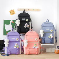 Ensemble de sacs à dos scolaires en tissu Oxford de haute qualité 5 pièces sac de rangement à bandoulière en toile élégant pour les élèves du primaire