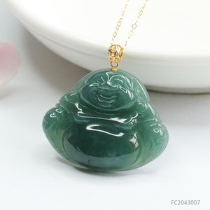 Pendentif masculin <span class=keywords><strong>en</strong></span> <span class=keywords><strong>or</strong></span> 18 carats incrusté de <span class=keywords><strong>jade</strong></span> Ximang Feitsui, sculpture bouddhique Maitreya, diffusion <span class=keywords><strong>en</strong></span> direct d'usine, génération S204307 - Product Image 2
