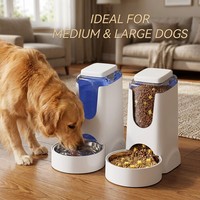 Distributeur automatique de nourriture et d'eau pour animaux de compagnie en plastique, à gravité, pour chat et chien, base antidérapante, 4L de nourriture, 1000ml d'eau