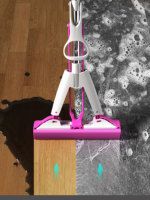 Serpillère en éponge PVA rose Realida avec manche pliable, équipement de nettoyage pour la maison, éponge en cellulose pour le pressage, serpillère en éponge PU