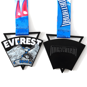 Haisangke – médailles <span class=keywords><strong>Everest</strong></span> 3D en alliage <span class=keywords><strong>de</strong></span> zinc noir, haute qualité - Product Image 2