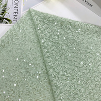 Tissu de Dentelle Africaine avec Perles et Paillettes, Tissu de Dentelle Sequin Chantilly Transparent, Fleur Broderie pour Vêtements
