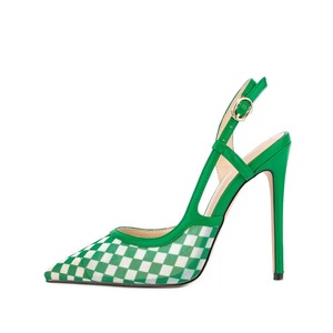 Sandalias de tacón alto con correa trasera y hebilla, personalizables de fábrica con logo, OEM, ODM, parte superior de fibra superfina, diseño hueco, a la moda. - Product Image 6