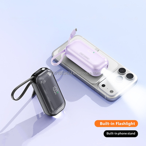 Mini <span class=keywords><strong>batterie</strong></span> <span class=keywords><strong>externe</strong></span> de poche 5000 mAh PD 22,5 W Charge rapide Mini <span class=keywords><strong>chargeur</strong></span> portable avec câbles Support de téléphone Lampe torche Affichage LED - Product Image 6